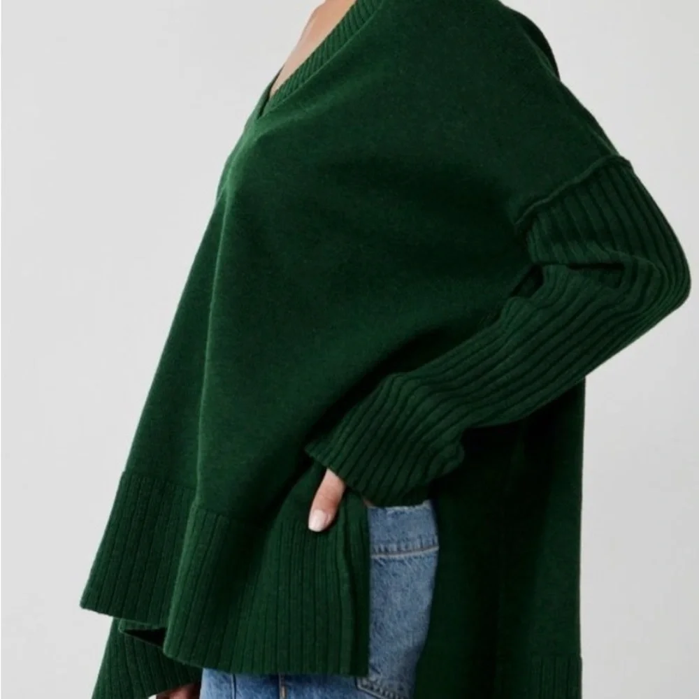NWT Free People‎ Orion A-Line Long Sleeve Tunic Sweater, $148, Green Forest